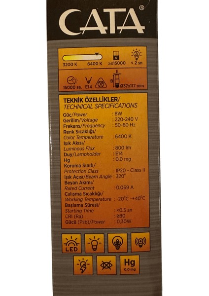 CT-4092 8W 6400K (Beyaz Işık) E14 Duylu LED Ampul (4 Adet)