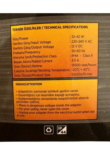 CT-2552 3.5 Amper 220V Fişli Adaptör (4 Adet)