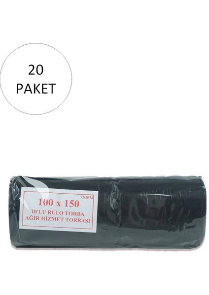 Hantal Boy Çöp Torbası 100 x 150 cm 10 Lu Rulo x 20 Paket = 200 Adet (Siyah)