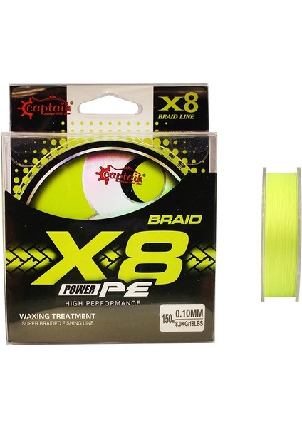 X8 Power Pe 8 Örgü Spin Ip Misina 150MT Lemon Yellow