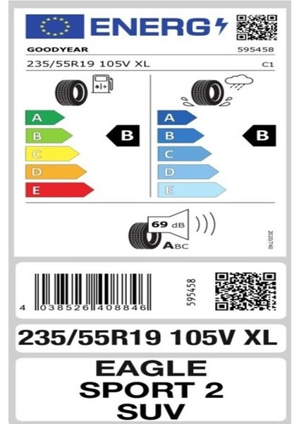235/55 R19 105V Xl Eagle Sport 2 Suv Yaz Lastiği (Üretim Yılı: 2023) fiyatları