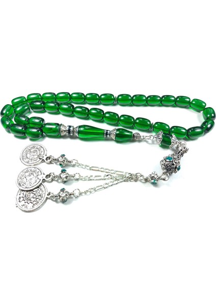 Gümüş Kaplama Püsküllü 925 Ayar Gümüş Nakkaş Imame Alman Zar Kehribar Sertifikalı 3929