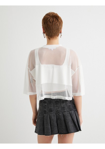 File Tişört Rahat Kalıp Kısa Kollu Bisiklet Yaka Baskılı fırsatları