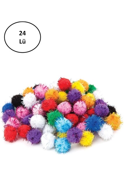 Pom Pom Karışık Metalik 10MM-20MM-30 mm 24'lü