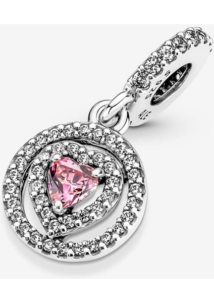Işıltılı Çift Hale Kalpli Sallantılı Charm
