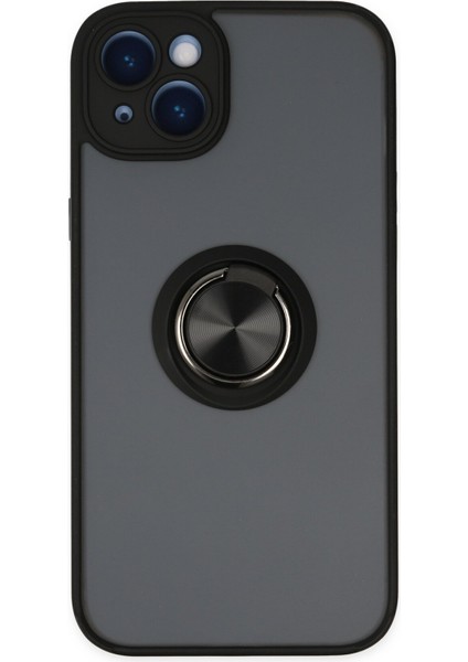 Iphone 14 Kılıf Montreal Yüzüklü Silikon Kapak - Siyah 300099