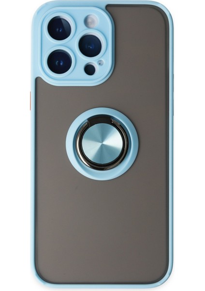 Iphone 14 Pro Max Kılıf Montreal Yüzüklü Silikon Kapak - Buz Mavi 300099