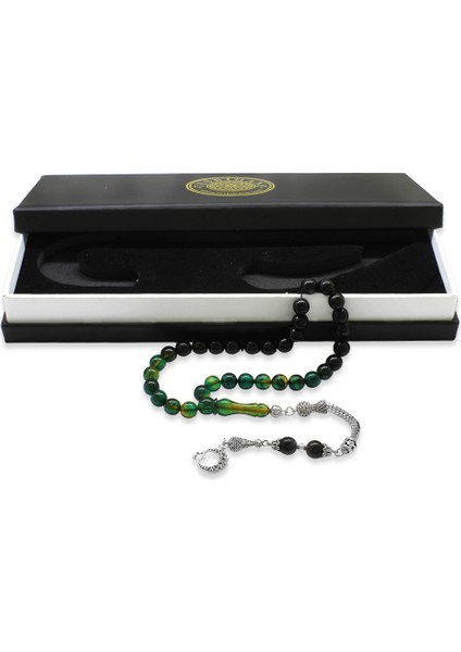 Kararmaz Metal Ayyıldız Püsküllü Küre Kesim Süzme Mavi-Beyaz Ateş Kehribar Tesbih fiyatları