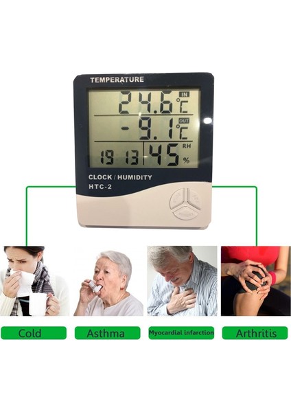 Kapalı Dijital Trmometre Ev Higrometresi, Doğru Dış Mekan ve Tature Monitörü, Çalar Saatli Oda Için Hudity Ölçer Göstergesi Trmometre (Yurt Dışından) indirimleri