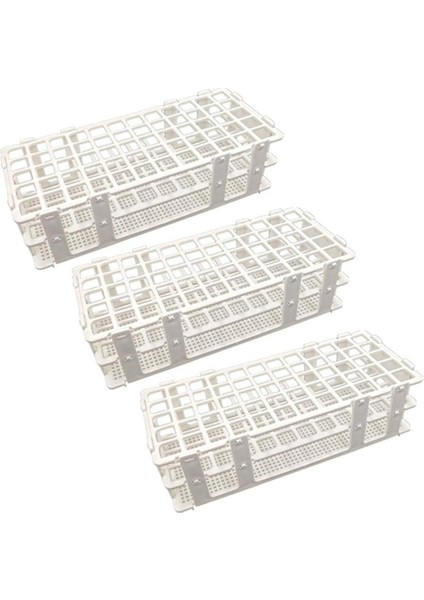 Jınmy- 3 Adet Plastik Test Tüpü Tutucu, 60 Delik, 16 mm Test Tüpleri Için, Beyaz, Çıkarılabilir Laboratuvar Test Tüpü Raf Tutucu (60 Delik) (Yurt Dışından)