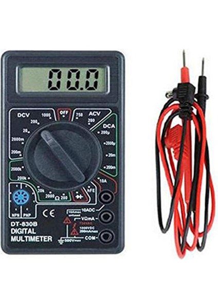 DT830B Çok Fonksiyonlu LCD Ekran Kompakt Dijital Multimetre Elektrikli Ampermetre Voltmetre Direnç Kapasite Test Cihazı - Siyah (Yurt Dışından)