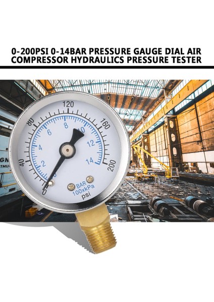 0-200PSI 0-14BAR Basınç Göstergesi Kadranı Hava Kompresörü Hidrolik Basınç Test Cihazı - Siyah ve Gümüş (Yurt Dışından) modelleri
