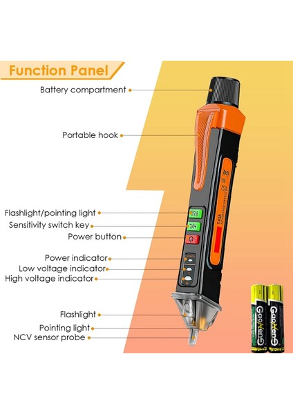 Namuny Temassız Gerilim Test Kalemi - Çift Aralıklı Ac Gerilim Test Cihazı 12V/48V-1000V, Gerçek Zamanlı/boş Hat Devre Algılama Test Cihazı (Yurt Dışından) fiyatları