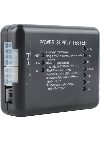 LED 20/24 Pin Psu Atx Sata HDD Güç Kaynağı Test Cihazı Checker Ölçer Pc Bilgisayar Siyah (Yurt Dışından)