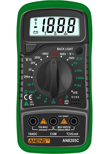 Yeni Aneng Dijital Multimetre Çok Fonksiyonlu Multimetre Arka Işık Veri Tutma Dc/ac Gerilim Dc Akım Ölçümü Evrensel Metre (Yurt Dışından)