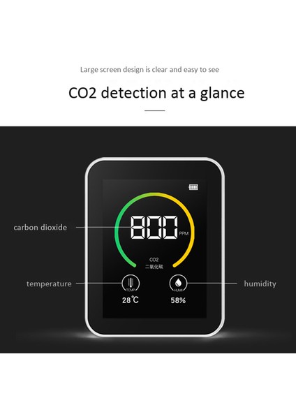 Co2 Akıllı Hava Test Cihazı, Sıcaklık Nem Kalitesi Analiz Cihazı Beyaz (Yurt Dışından) indirimleri