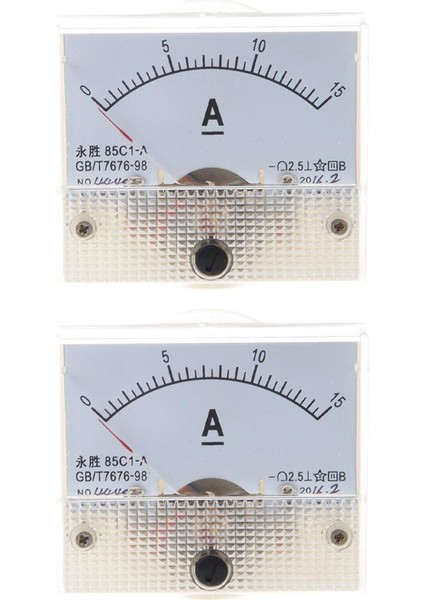 2x 85C1 Dc 0-15A Dikdörtgen Analog Panel Ampermetre Ölçer (Yurt Dışından)
