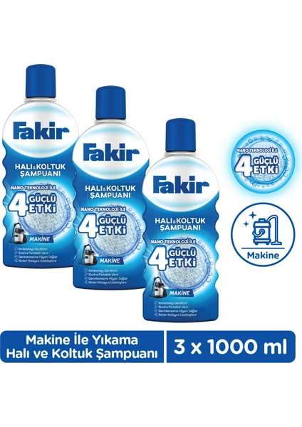 Nano Teknoloji ile Makine Halı ve Koltuk Şampuanı 1000ml x 3 Adet