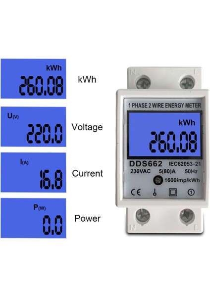 80A 35MM Dın Ray Tek Fazlı Iki Telli LCD Arka Işık Dijital Ekran Tüketimi Enerji Elektrik Sayacı 220V 230V 50Hz 60Hz Yeni (Yurt Dışından)