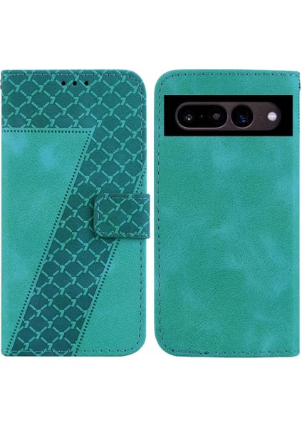 Google Piksel 7 Pro Için Pu Deri Kabartmalı Desen Flip Folio Telefon Kılıfı (Yurt Dışından)