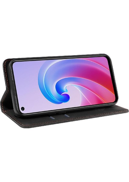 Oppo A96 5g Manyetik Folio Cüzdan Pu Deri Koruyucu Telefon Kılıfı (Yurt Dışından)