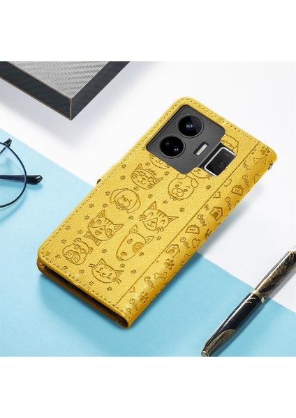 Realme Gt Neo 5 Için Karikatür Hayvanlar Kısa Kayış Flip Telefon Kılıfı (Yurt Dışından) fırsatları