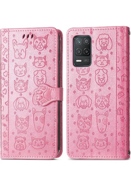 Realme 8 5g Karikatür Hayvanlar Için Darbeye Kısa Kayış Telefon Kılıfı (Yurt Dışından)