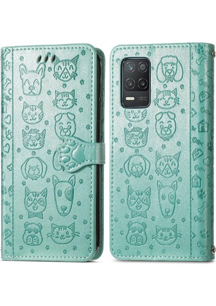 Realme 8 5g Karikatür Hayvanlar Için Darbeye Kısa Kayış Telefon Kılıfı (Yurt Dışından)