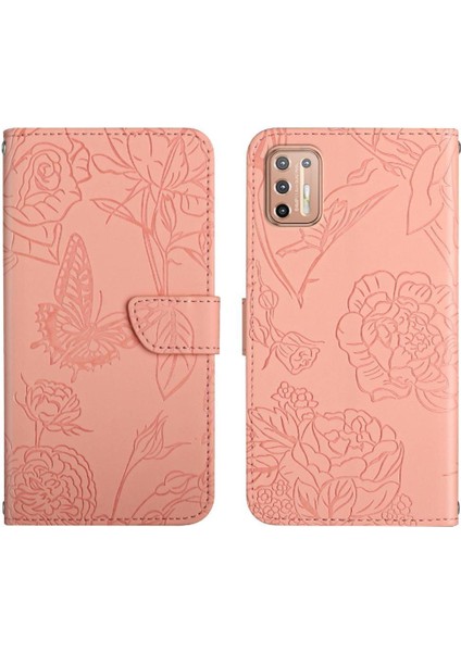 Motorola G9 Artı Çiçekler ve Kelebekler Anti-Damla Koruma Pu Telefon Kılıfı (Yurt Dışından)
