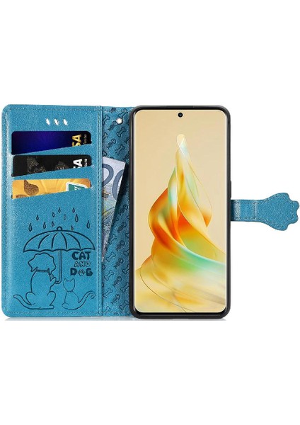 Oppo Oppo 8t 5g Flip Için Karikatür Hayvanlar Kısa Kayış Deri Telefon Kılıfı (Yurt Dışından)