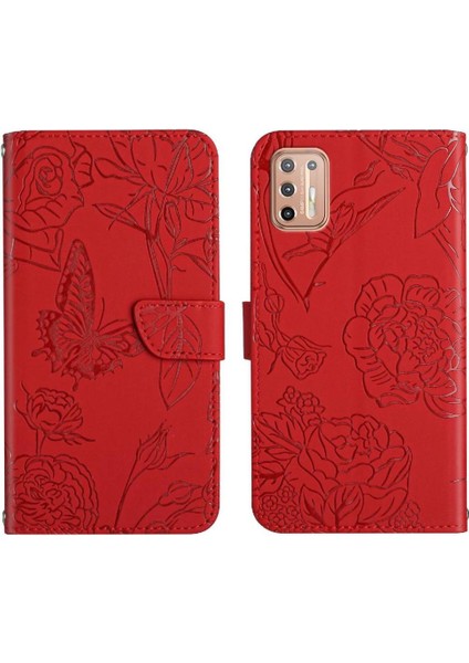 Motorola G9 Artı Çiçekler ve Kelebekler Anti-Damla Koruma Pu Telefon Kılıfı (Yurt Dışından)