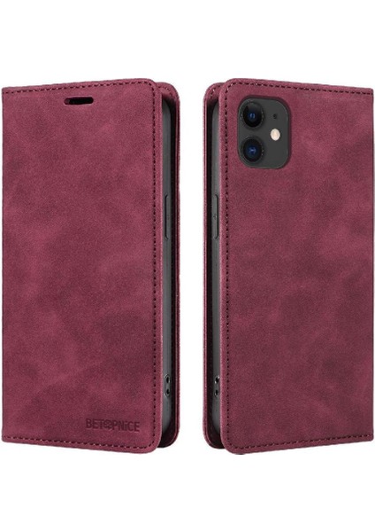 Iphone 12 Için Pu Deri Manyetik Folio Cüzdan Koruyucu Telefon Kılıfı (Yurt Dışından)