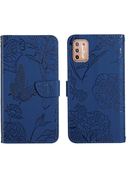Motorola G9 Artı Çiçekler ve Kelebekler Anti-Damla Koruma Pu Telefon Kılıfı (Yurt Dışından)