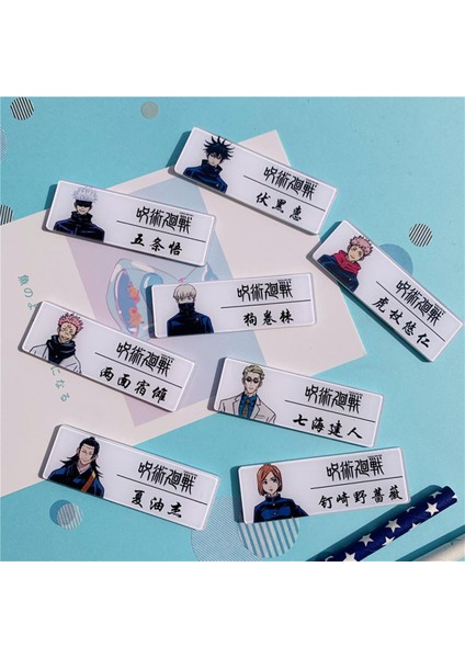 1 Adet Moda Anime Jujutsu Kaisen Cosplay Isim Rozetleri Yuji Itadori Gojo Satoru Fushiguro Megumi Akrilik Broş Pins Şekil Oyuncaklar (Yurt Dışından)