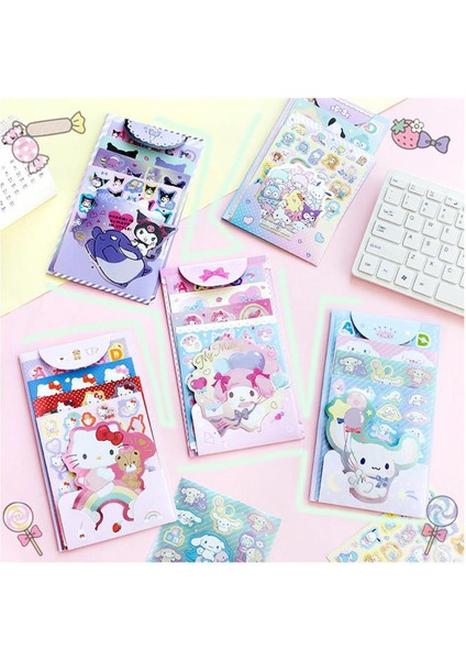 Sanrioed Kawaii Karikatür El Kitabı Etiket Seti My Melody Cinnamoroll Kuromi Purin Köpek Anime Zarf Sızdırmazlık Etiket Sevimli Çocuk Hediye (Yurt Dışından)