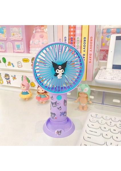 Kawaii Sanrioed Kawaii Cinnamoroll Kuromi My Melody Yaz USB El Masaüstü Küçük Fan Yatak Odası Braketi ile Şarj Fanı (Yurt Dışından) modelleri