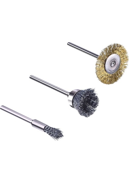 88 Parça Mini Tel Fırça Tekerlek Fincan Pirinç Çelik Tel Fırça Seti 1/8 Inç (3mm) Dremel Döner Aletler Için Sap (Yurt Dışından)