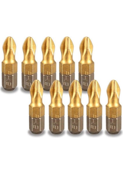 10 Adet 25MM Ph2 Alaşımlı Çelik Titan Kaplama Kaymaz Hex Shank Tornavida Uçları Ph2 (Yurt Dışından)