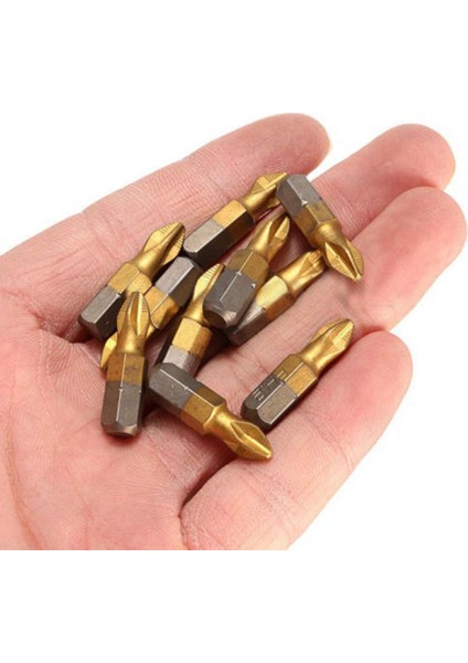 10 Adet 25MM Ph2 Alaşımlı Çelik Titan Kaplama Kaymaz Hex Shank Tornavida Uçları Ph2 (Yurt Dışından)