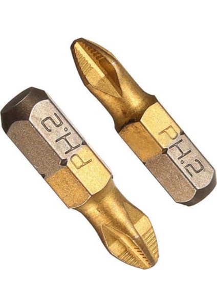 10 Adet 25MM Ph2 Alaşımlı Çelik Titan Kaplama Kaymaz Hex Shank Tornavida Uçları Ph2 (Yurt Dışından)
