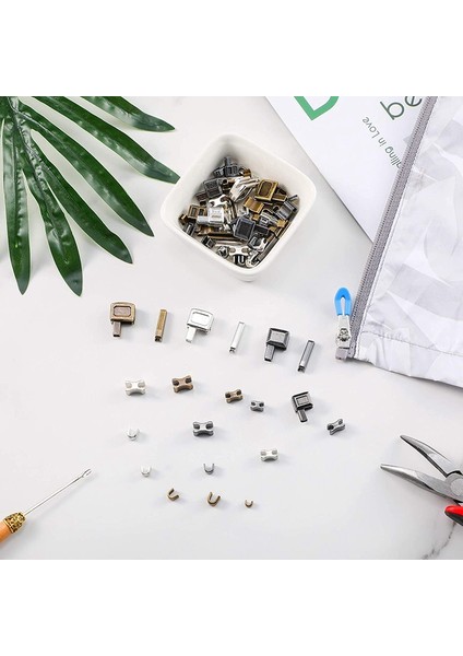 120 Parça Metal Fermuar Kafa Kaydırıcı, 4 Boyut Fermuar Alt Kaydırıcılar Tutucu Ekleme Pimi, Fermuar Stoper Onarım Aracı Kiti (Yurt Dışından) indirimleri