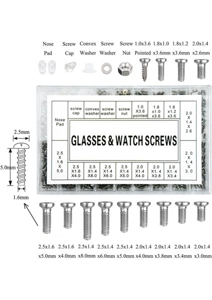 Güneş Gözlüğü Tamir Takımı-3 * Burunluklar 1000 * Vidalar 7 * Tornavida 1 * Cımbız 1 * Gözlük Temizleme Bezi-Fotoğraf Rengi (Yurt Dışından)