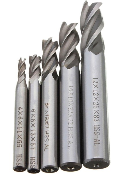 5 Adet/takım Düz Şaft Uçlu Freze Kesici 4 Flüt Hss Matkap Ucu 4/6/8/10/12MM Cnc Freze Aracı (Yurt Dışından)