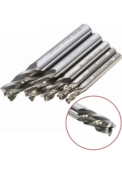 5 Adet/takım Düz Şaft Uçlu Freze Kesici 4 Flüt Hss Matkap Ucu 4/6/8/10/12MM Cnc Freze Aracı (Yurt Dışından)