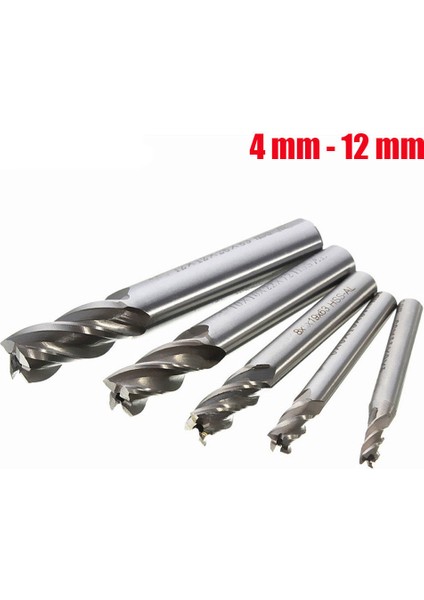 5 Adet/takım Düz Şaft Uçlu Freze Kesici 4 Flüt Hss Matkap Ucu 4/6/8/10/12MM Cnc Freze Aracı (Yurt Dışından)