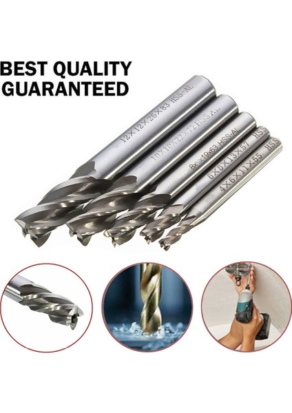 5 Adet/takım Düz Şaft Uçlu Freze Kesici 4 Flüt Hss Matkap Ucu 4/6/8/10/12MM Cnc Freze Aracı (Yurt Dışından)