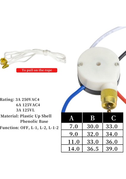 ZE-208S E89885 3 Hız 4 Telli Çekme Zinciri Kordon Anahtarı Fan Işıkları Anahtarının Değiştirilmesi (Yurt Dışından)