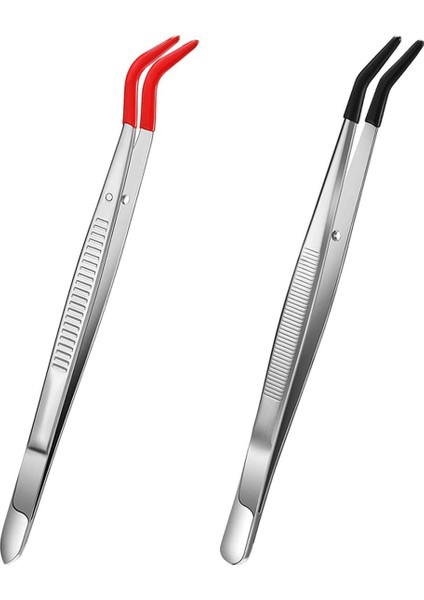 2 Adet Cımbız Kavisli Bükülmüş Kauçuk Ucu Cımbız Paslanmaz Çelik El Sanatları Cımbız Laboratuvar Takı Yapımı Için (Yurt Dışından)