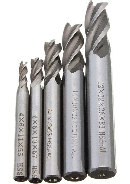 5 Adet/düz Şaft Uçlu Freze Ter 4 Flüt Hss Matkap Ucu 4/6/8/10/12MM Cnc Freze Aracı (Yurt Dışından)