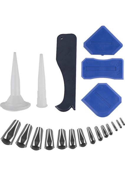 20 Parça Kalafat Bitirme Aleti, 14 Boyutlu Paslanmaz Çelik Mastik Bitirme Aleti, Kalafat Nozulu Aplikatörü (Yurt Dışından)